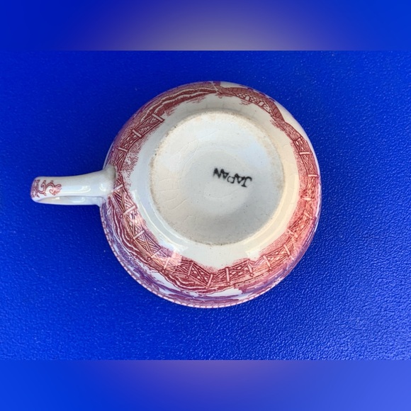 Post WWII Japan Antique Red Willow Chinoiserie Transferware Teacup - Picture 13 of 16